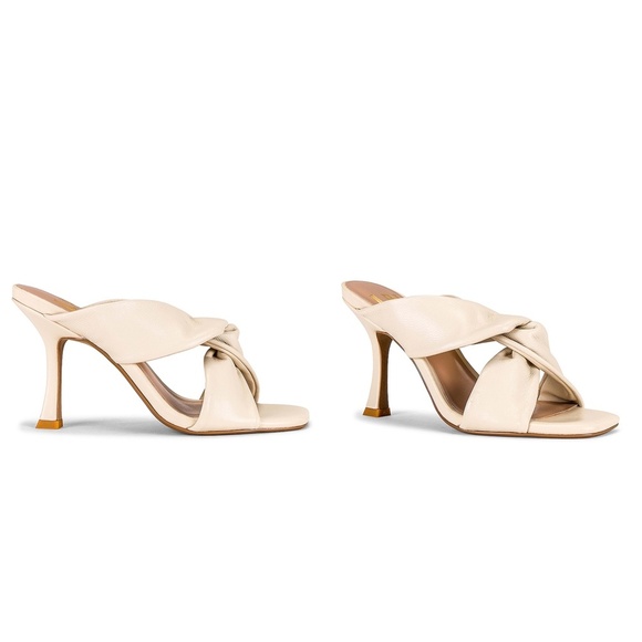 BRAND NEW | REVOLVE x LPA | Soft Twist Leather Sandal Heels in Bone | Size 6 - Picture 2 of 11